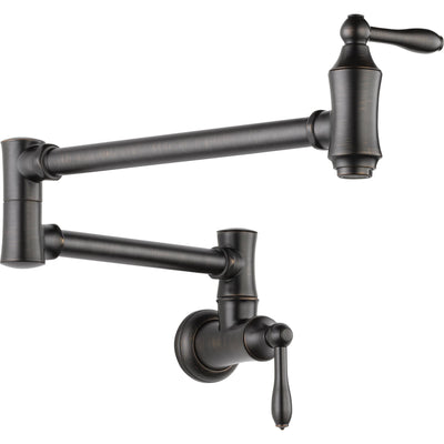 Delta Venetian Bronze Cassidy Single Handle Pull-Down Kitchen Faucet with Touch2O Technology and Wall Mount Pot Filler Faucet Package D081CR