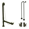 Bronze Clawfoot Tub Hardware Kit Drain, Single Offset Supply lines, Cross Stops