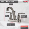 Delta Woodhurst Stainless Steel Finish Lever Handle Centerset Bathroom Sink Faucet with Matching Drain D2532LFSSMPU