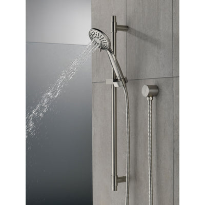 Delta Stainless Steel Finish 4-Setting Hand Shower Spray with Slide Bar, Hose, and Wall Elbow D51361SS