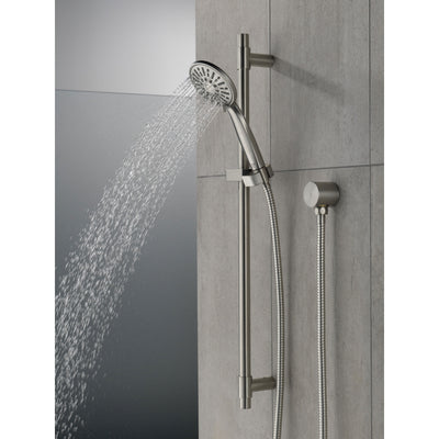 Delta Stainless Steel Finish 4-Setting Hand Shower Spray with Slide Bar, Hose, and Wall Elbow D51361SS