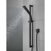 Delta Matte Black Finish H2Okinetic Modern 3-Setting Slide Bar Hand Shower with Hose D51799BL
