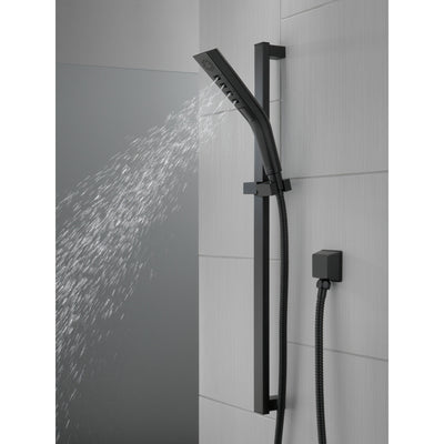 Delta Matte Black Finish H2Okinetic Modern 3-Setting Slide Bar Hand Shower with Hose D51799BL