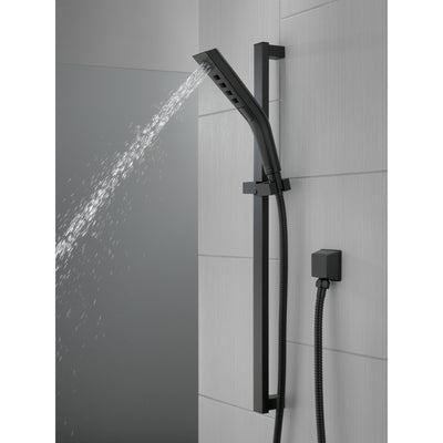 Delta Matte Black Finish H2Okinetic Modern 3-Setting Slide Bar Hand Shower with Hose D51799BL