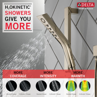 Delta Polished Nickel Finish H2Okinetic Modern 3-Setting Slide Bar Hand Shower with Hose D51799PN
