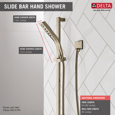 Delta Polished Nickel Finish H2Okinetic Modern 3-Setting Slide Bar Hand Shower with Hose D51799PN
