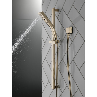 Delta Polished Nickel Finish H2Okinetic Modern 3-Setting Slide Bar Hand Shower with Hose D51799PN