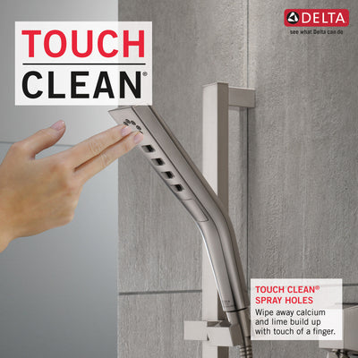Delta Stainless Steel Finish H2Okinetic Modern 3-Setting Slide Bar Hand Shower with Hose D51799SS