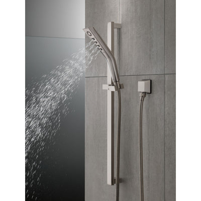 Delta Stainless Steel Finish H2Okinetic Modern 3-Setting Slide Bar Hand Shower with Hose D51799SS