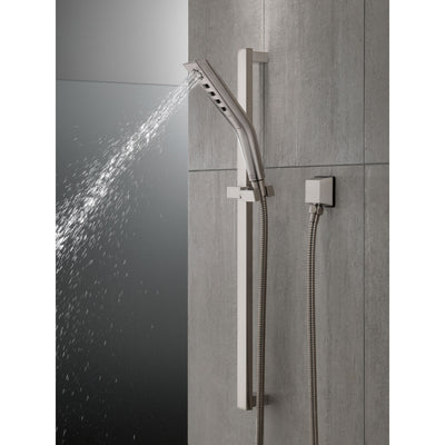 Delta Stainless Steel Finish H2Okinetic Modern 3-Setting Slide Bar Hand Shower with Hose D51799SS
