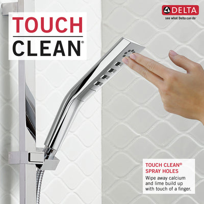 Delta Chrome Finish H2Okinetic Modern 3-Setting Slide Bar Hand Shower with Hose D51799