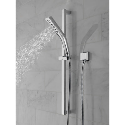 Delta Chrome Finish H2Okinetic Modern 3-Setting Slide Bar Hand Shower with Hose D51799