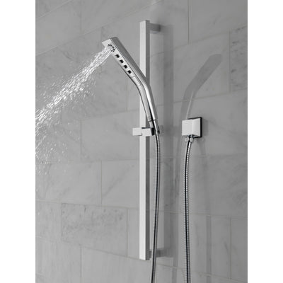 Delta Chrome Finish H2Okinetic Modern 3-Setting Slide Bar Hand Shower with Hose D51799