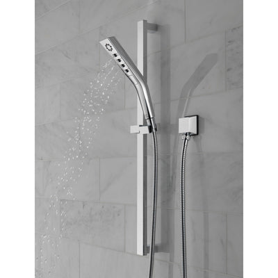 Delta Chrome Finish H2Okinetic Modern 3-Setting Slide Bar Hand Shower with Hose D51799