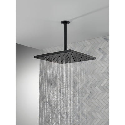 Delta Matte Black Finish 11-3/4" Large Square 1.75 GPM Single-Setting Modern Metal Raincan Shower Head D52159BL