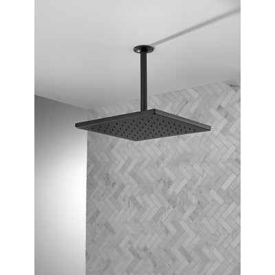 Delta Matte Black Finish 11-3/4" Large Square 1.75 GPM Single-Setting Modern Metal Raincan Shower Head D52159BL