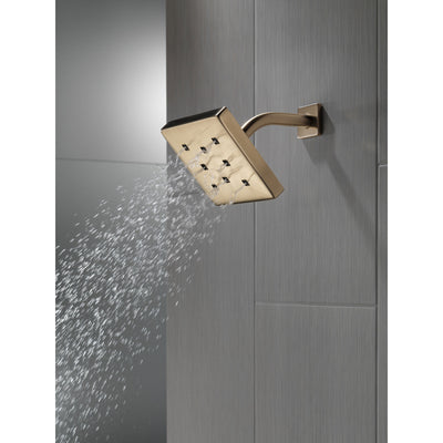 Delta Champagne Bronze Finish H2Okinetic Single-Setting Metal Square Raincan Shower Head D52171CZ