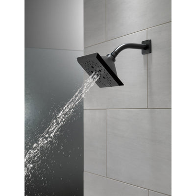 Delta Matte Black Finish H2Okinetic 5-Setting Angular Modern Raincan Shower Head D52664BL