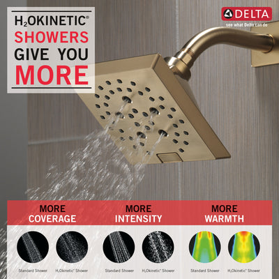 Delta Champagne Bronze Finish H2Okinetic 5-Setting Angular Modern Raincan Shower Head D52664CZ