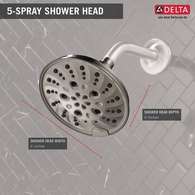 Delta Stainless Steel Finish H2Okinetic 5-Setting Traditional Raincan Shower Head D52669SS