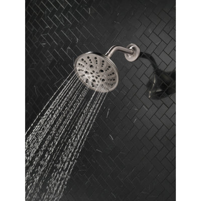 Delta Stainless Steel Finish H2Okinetic 5-Setting Traditional Raincan Shower Head D52669SS