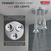 Delta Chrome Finish 2.5 GPM H2Okinetic Pendant Triple Ceiling Mount Raincan Shower Head with Water-Powered LED Light D5719025L