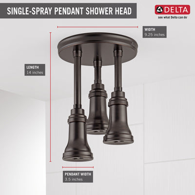 Delta Venetian Bronze Finish 2.5 GPM H2Okinetic Pendant Triple Ceiling Mount Raincan Shower Head D57190RB25