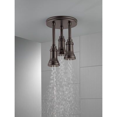Delta Venetian Bronze Finish 2.5 GPM H2Okinetic Pendant Triple Ceiling Mount Raincan Shower Head D57190RB25