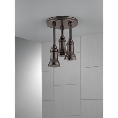 Delta Venetian Bronze Finish 2.5 GPM H2Okinetic Pendant Triple Ceiling Mount Raincan Shower Head D57190RB25