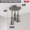 Delta Stainless Steel Finish 2.5 GPM H2Okinetic Pendant Triple Ceiling Mount Raincan Shower Head with Water-Powered LED Light D57190SS25L