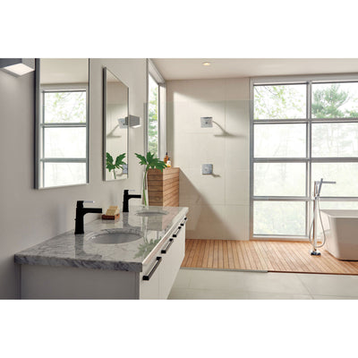 Delta Zura Collection Chrome Modern Floor Mount Freestanding Tub Filler Faucet with Hand Shower Includes Trim Kit and Rough-in Valve D2069V
