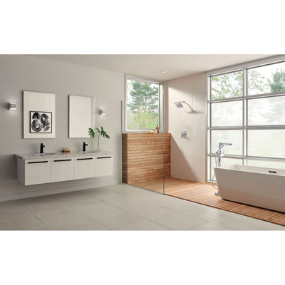 Delta Zura Collection Chrome Modern Floor Mount Freestanding Tub Filler Faucet with Hand Shower Includes Trim Kit and Rough-in Valve D2069V