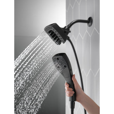 Delta Matte Black Finish H2Okinetic In2ition 5-Setting Modern Two-in-One Showerhead Hand Shower Combo D58474BL25