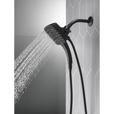 Delta Matte Black Finish H2Okinetic In2ition 5-Setting Modern Two-in-One Showerhead Hand Shower Combo D58474BL25