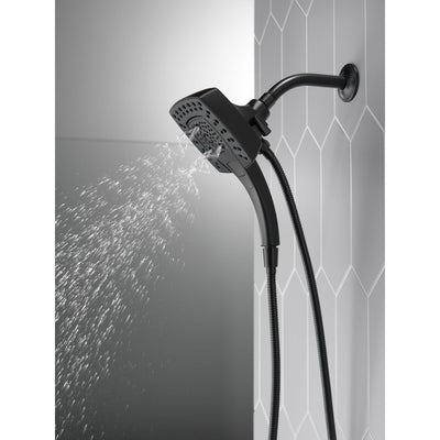 Delta Matte Black Finish H2Okinetic In2ition 5-Setting Modern Two-in-One Showerhead Hand Shower Combo D58474BL25