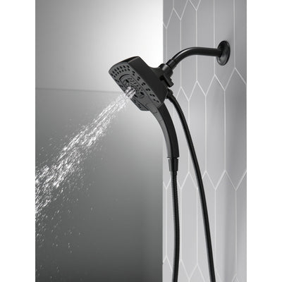 Delta Matte Black Finish H2Okinetic In2ition 5-Setting Modern Two-in-One Showerhead Hand Shower Combo D58474BL25