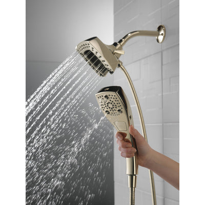 Delta Polished Nickel Finish H2Okinetic In2ition 5-Setting Modern Two-in-One Showerhead Hand Shower Combo D58474PN