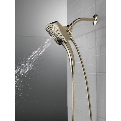 Delta Polished Nickel Finish H2Okinetic In2ition 5-Setting Modern Two-in-One Showerhead Hand Shower Combo D58474PN