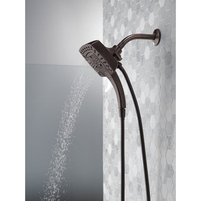 Delta Venetian Bronze Finish H2Okinetic In2ition 5-Setting Modern Two-in-One Showerhead Hand Shower Combo D58474RB25