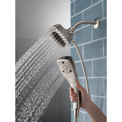 Delta Stainless Steel Finish H2Okinetic In2ition 5-Setting Modern Two-in-One Showerhead Hand Shower Combo D58474SS25