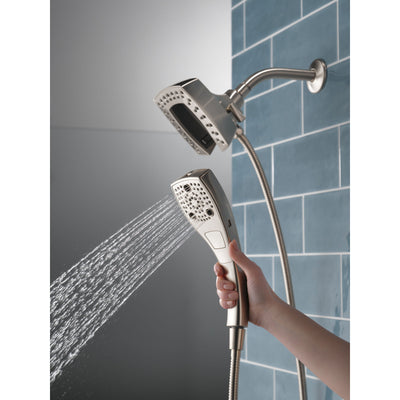 Delta Stainless Steel Finish H2Okinetic In2ition 5-Setting Modern Two-in-One Showerhead Hand Shower Combo D58474SS