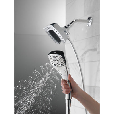 Delta Chrome Finish H2Okinetic In2ition 5-Setting Modern Two-in-One Showerhead Hand Shower Combo D58474
