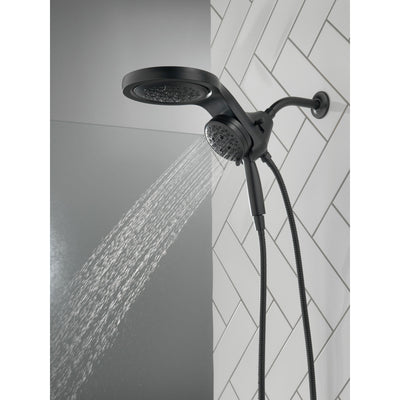Delta Matte Black Finish HydroRain H2Okinetic 5-Setting Two-in-One Shower Head and Hand Spray D58680BL25