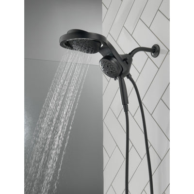 Delta Matte Black Finish HydroRain H2Okinetic 5-Setting Two-in-One Shower Head and Hand Spray D58680BL