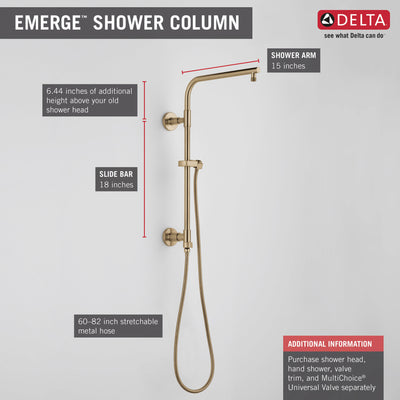 Delta Champagne Bronze Finish Emerge Shower Column 18" Round (Requires Showerhead, Hand Spray, and Control) D58810CZ