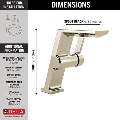 Delta Pivotal Polished Nickel Finish Single Handle Mid-Height Bathroom Sink Faucet D699PNDST