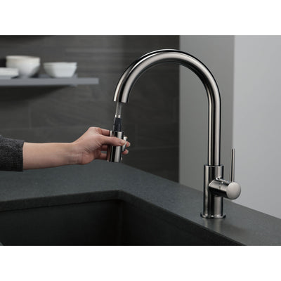 Delta Trinsic Black Stainless Steel Finish Single Handle Pull-Down Kitchen Faucet D9159KSDST