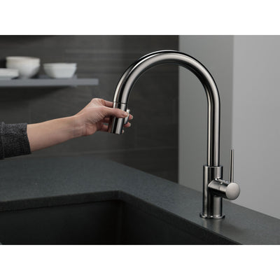 Delta Trinsic Black Stainless Steel Finish Single Handle Pull-Down Kitchen Faucet D9159KSDST
