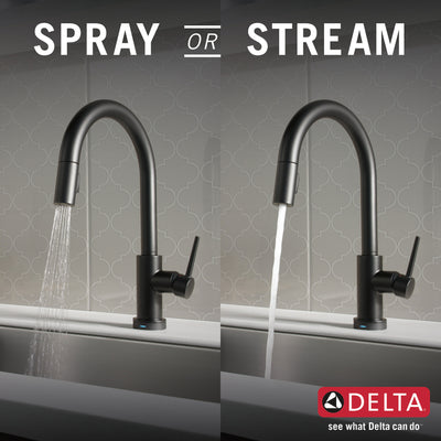 Delta Trinsic Matte Black Finish VoiceIQ Single-Handle Pull-Down Kitchen Faucet with Touch2O Technology D9159TVBLDST