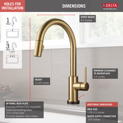 Delta Trinsic Champagne Bronze Finish VoiceIQ Single-Handle Pull-Down Kitchen Faucet with Touch2O Technology D9159TVCZDST